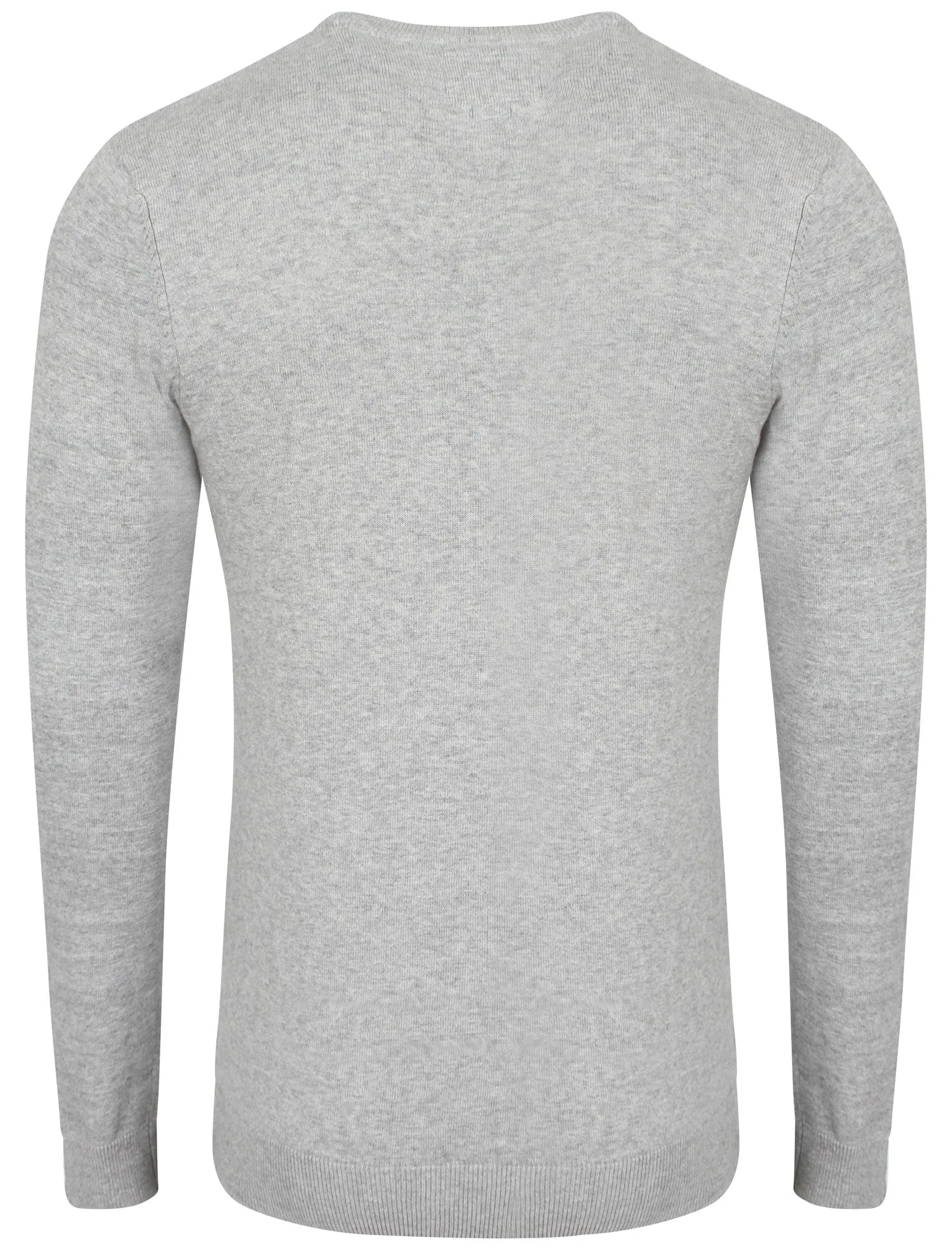 Union Crew Neck Knitted Jumper in Light Grey Marl - Le Shark