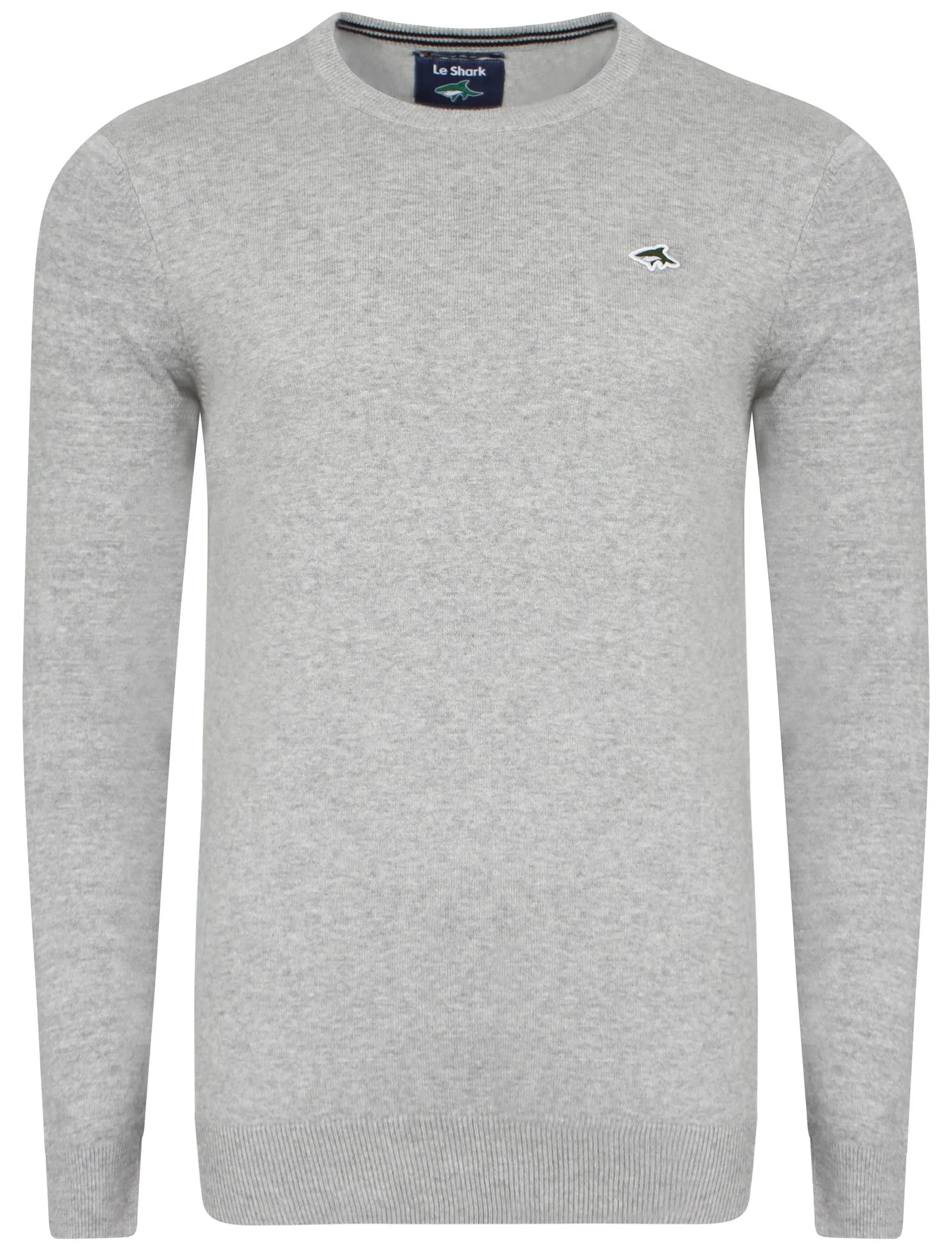 Union Crew Neck Knitted Jumper in Light Grey Marl - Le Shark