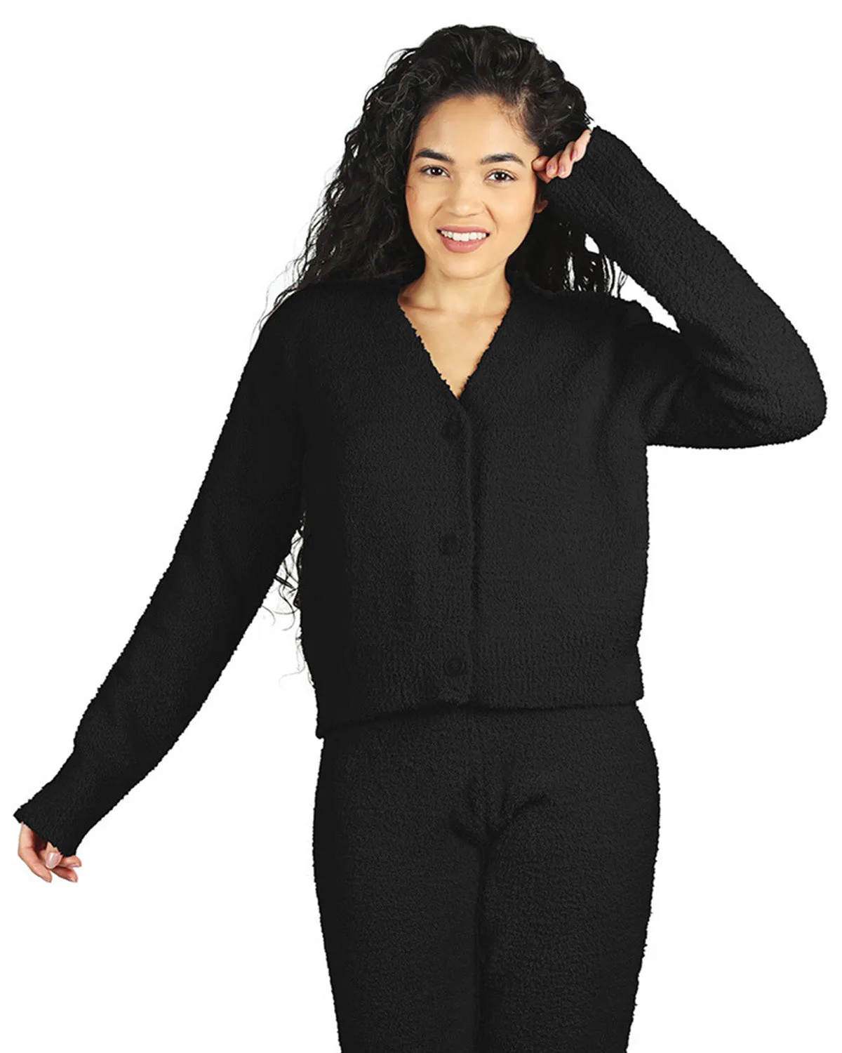 Women's Cozy Knit V-Neck Button-Down Cardigan Sweater