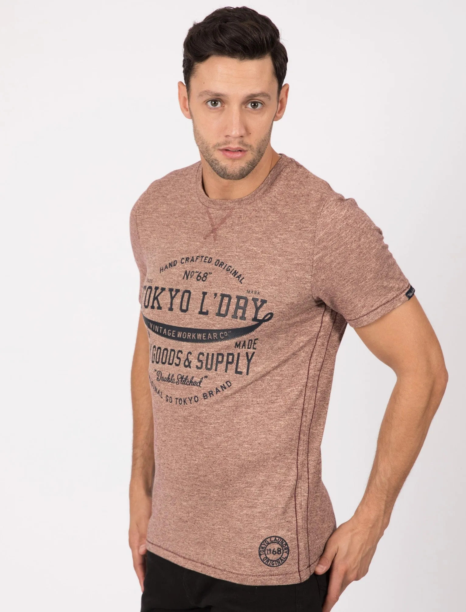 Woodcutter Grindle Cotton Jersey T-Shirt In Windsor Wine / Egg Shell - Tokyo Laundry