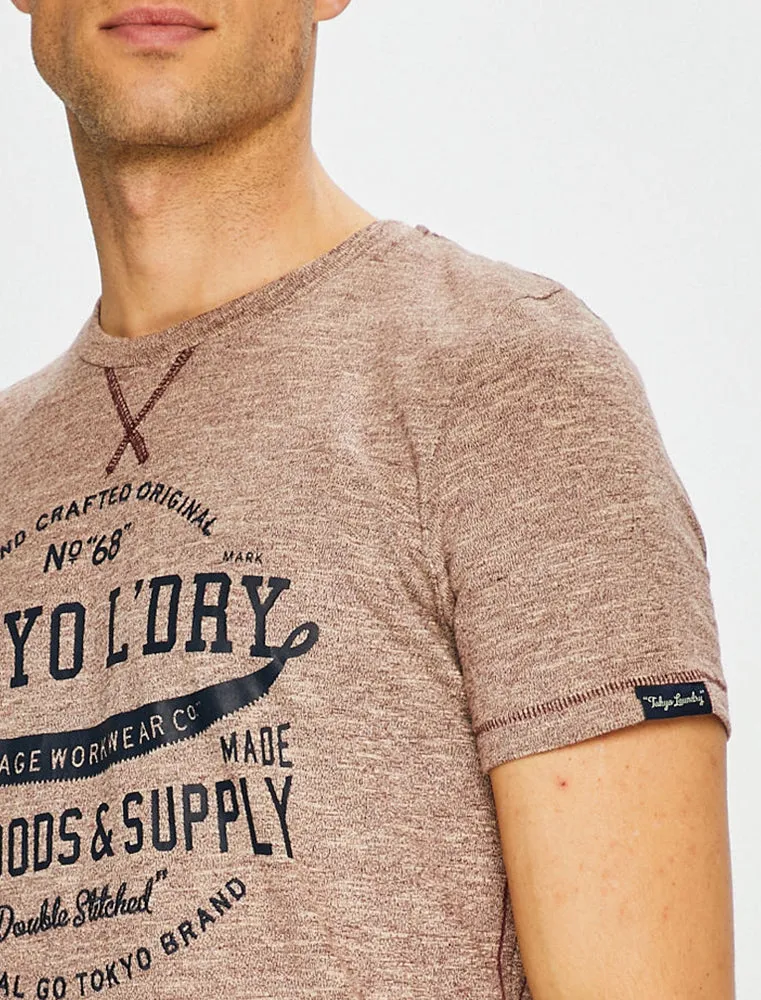 Woodcutter Grindle Cotton Jersey T-Shirt In Windsor Wine / Egg Shell - Tokyo Laundry