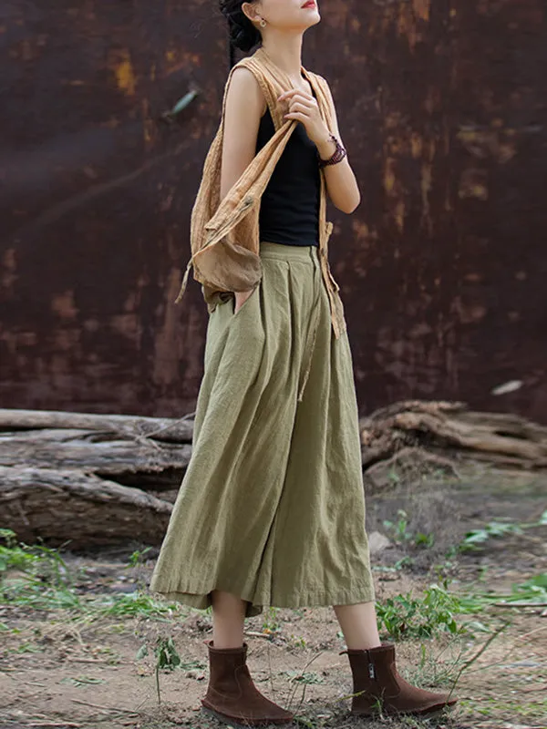 xakxx High Waisted Loose Pleated Split-Joint Pants Trousers