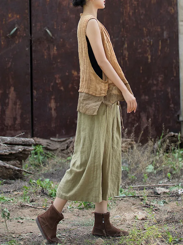 xakxx High Waisted Loose Pleated Split-Joint Pants Trousers