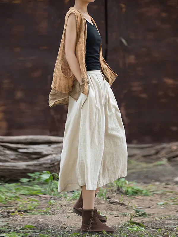 xakxx High Waisted Loose Pleated Split-Joint Pants Trousers