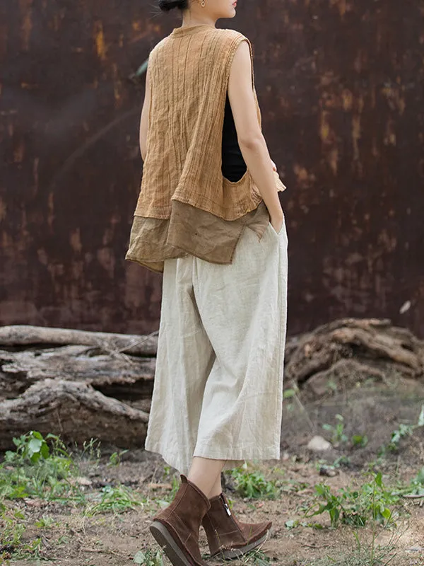 xakxx High Waisted Loose Pleated Split-Joint Pants Trousers