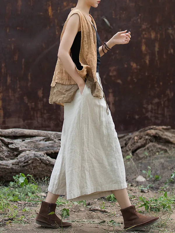 xakxx High Waisted Loose Pleated Split-Joint Pants Trousers